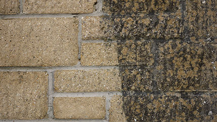 Stone before and after cleaning with the Thermatech superheated water system